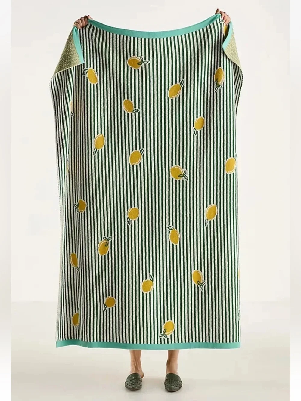 Anthropologie sonnie icon lemon Striped Throw